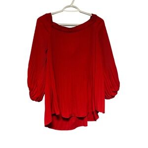 LOFT Red Pleated Off Shoulder Long Sleeve Top Women's Plus Size‎ XXL NWT Chic
